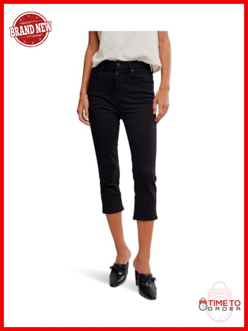 Slim Crop Mid Rise Straight Leg Jeans